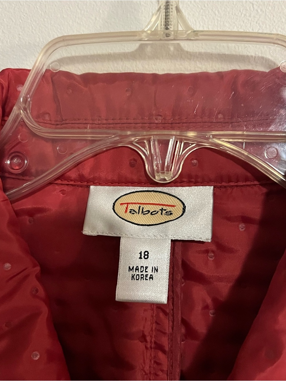 Talbots Plus Size 18 Red Long Sleeve Zip LIGHTWEIGHT Jacket - Picture 7 of 8